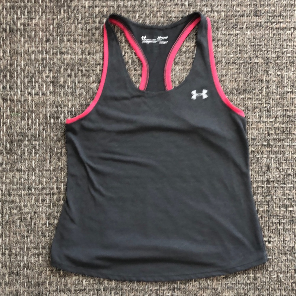 Gray and pink Under Armour tank top